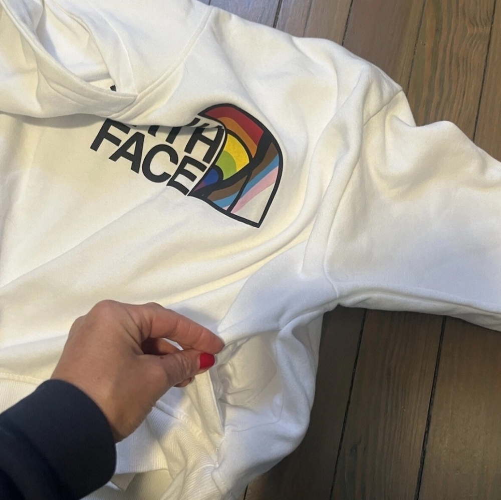 The North Face UNISEX Hoodie Sweatshirt WHITE Rainbow Pride ALLY Size: XXL (NWT) - Picture 7 of 7